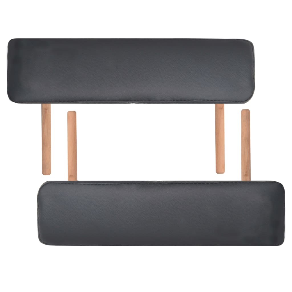 vidaXL 3-Zone Folding Massage Table and Stool Set 3.9" Thick Black