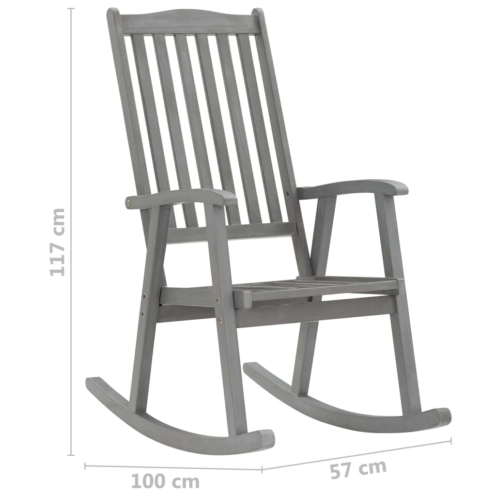 vidaXL Rocking Chair with Cushions Gray Solid Acacia Wood