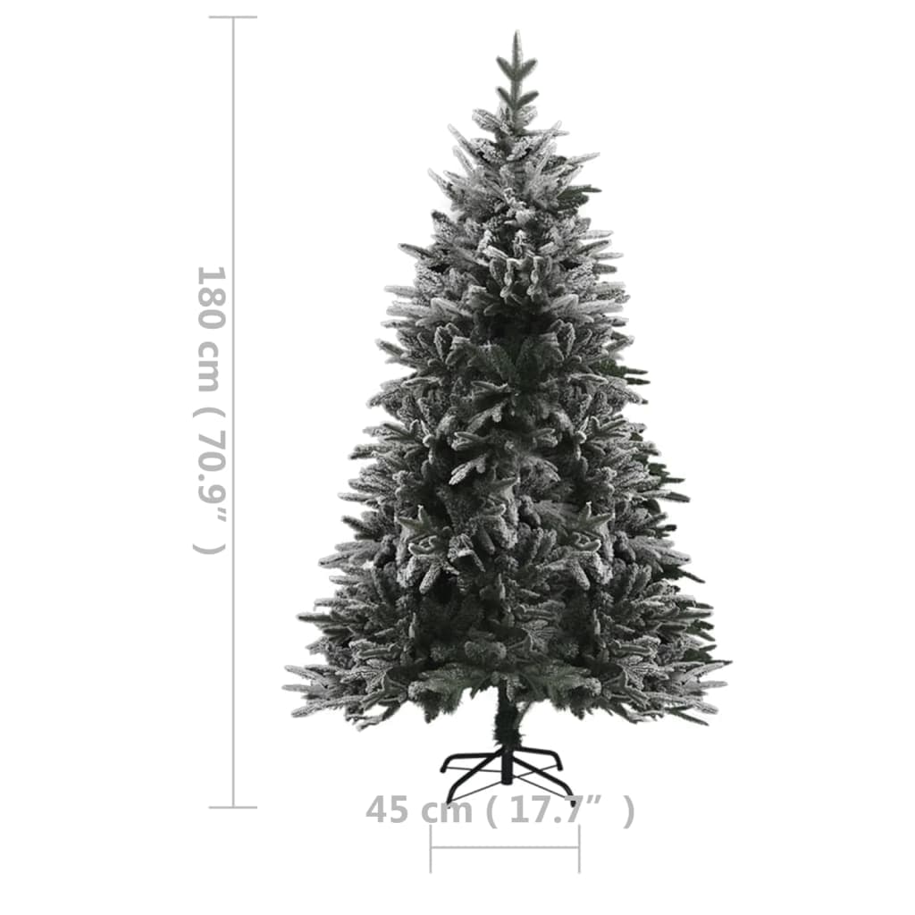 vidaXL Artificial Pre-lit Christmas Tree with Flocked Snow 70.9" PVC&PE
