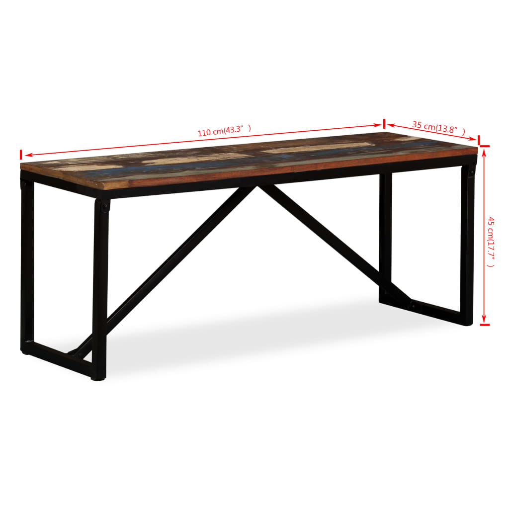 vidaXL Bench Solid Reclaimed Wood 43.3"x13.8"x17.7"
