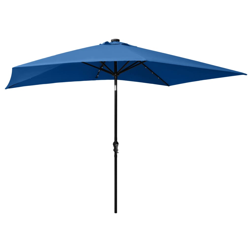 vidaXL Parasol with LEDs and Steel Pole Azure Blue 6.6'x9.8'