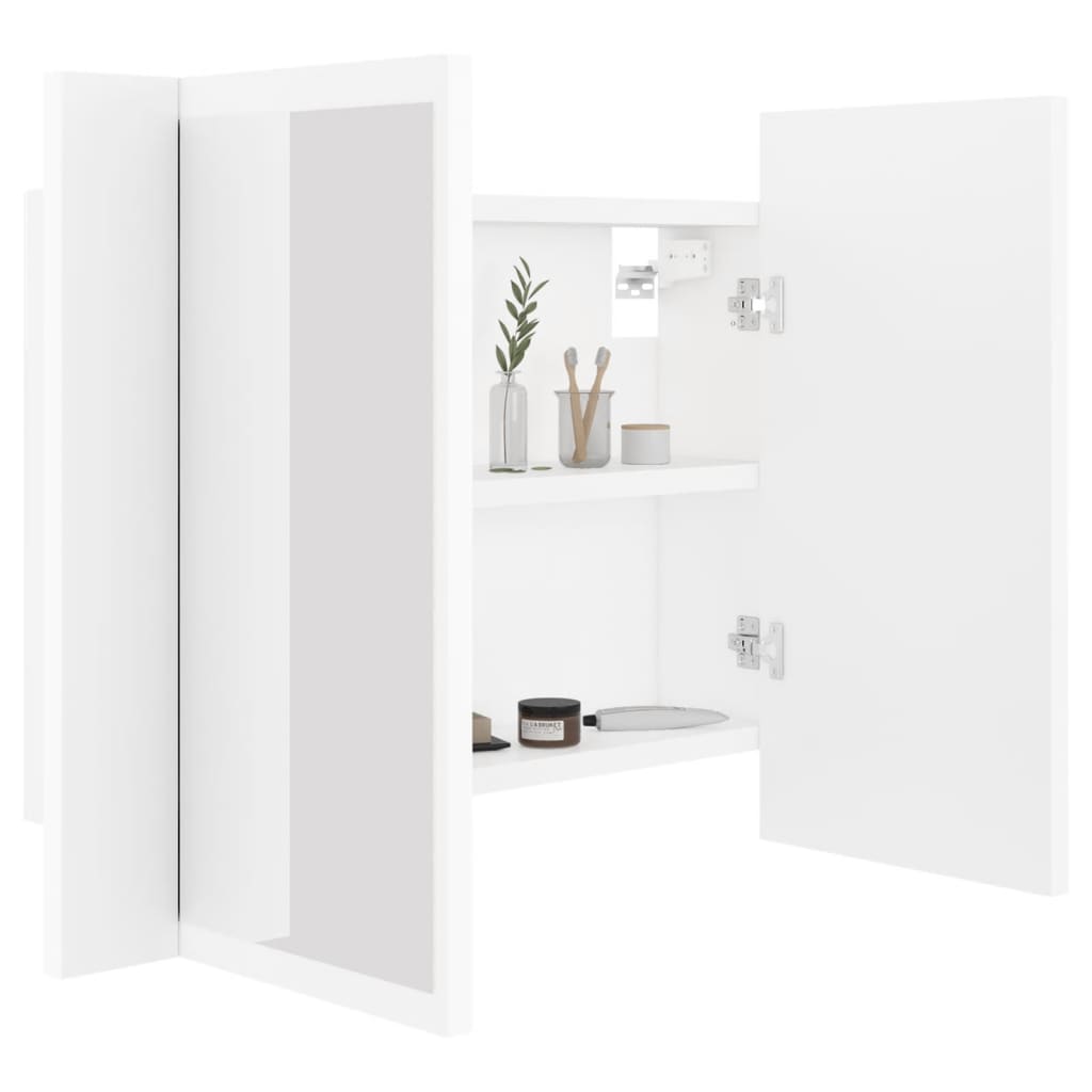 vidaXL LED Bathroom Mirror Cabinet White 23.6"x4.7"x17.7" Acrylic