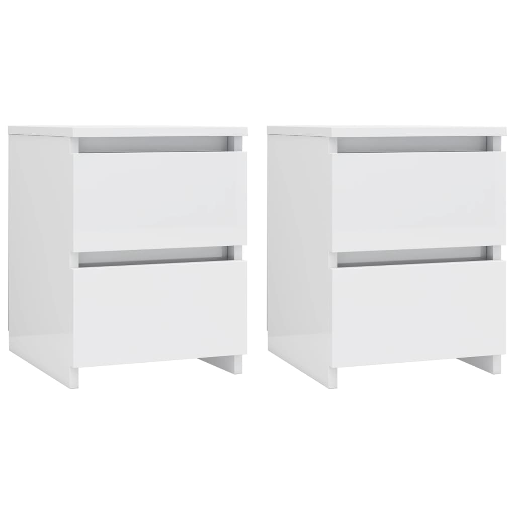 vidaXL Side Cabinets 2 pcs High Gloss White 11.8"x11.8"x15.7" Engineered Wood