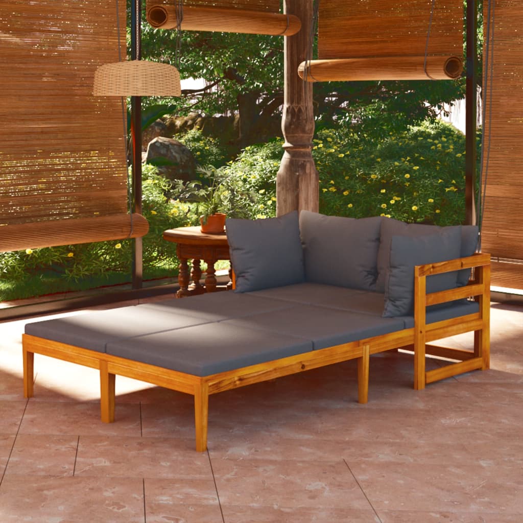 vidaXL Sun Loungers with Dark Gray Cushions 2 pcs Acacia Wood
