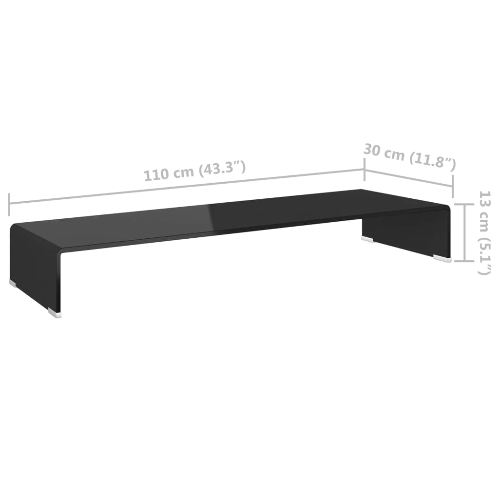 vidaXL TV Stand/Monitor Riser Glass Black 43.3"x11.8"x5.1"