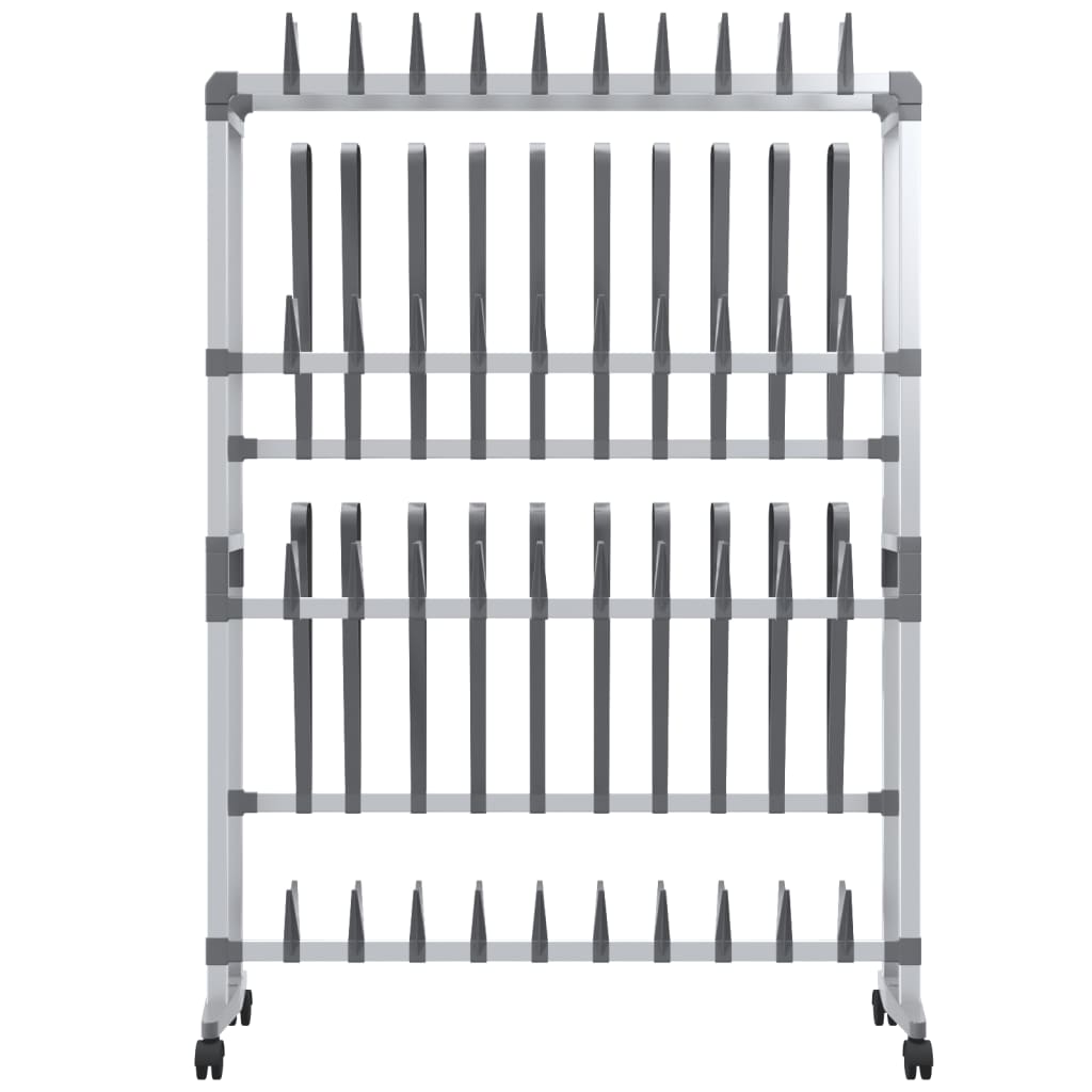 vidaXL Shoe Rack with Wheels Silver 35"x10.6"x47.2"