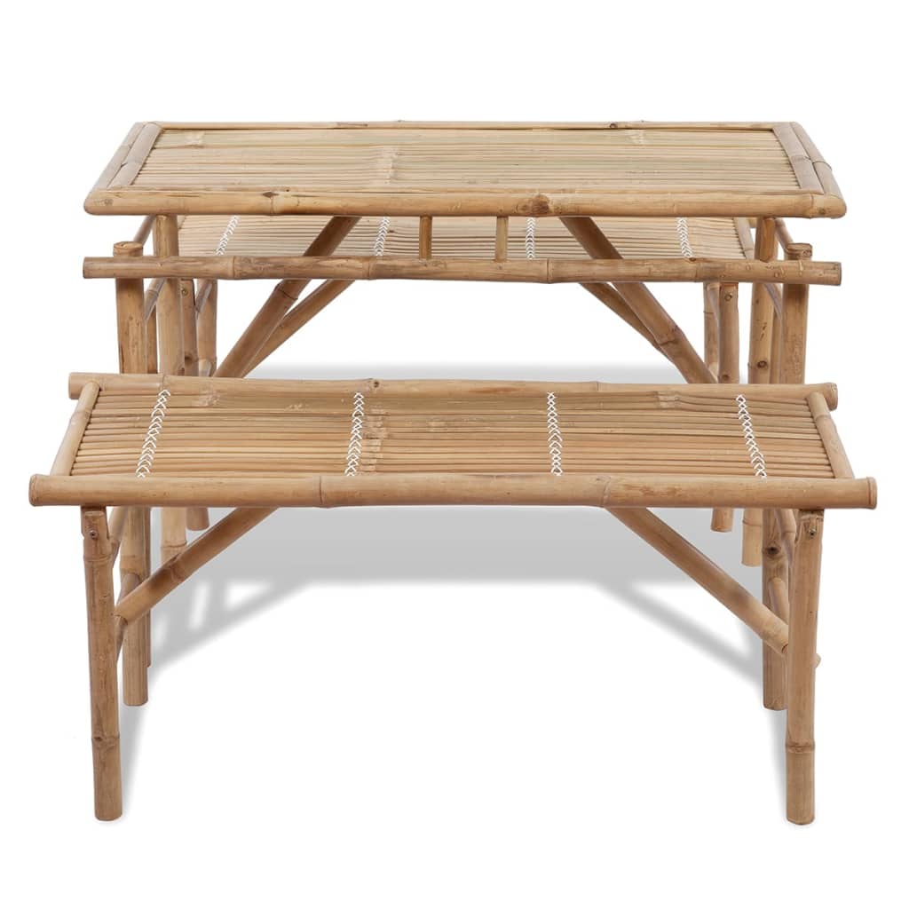 vidaXL Beer Table with 2 Benches 39.4" Bamboo