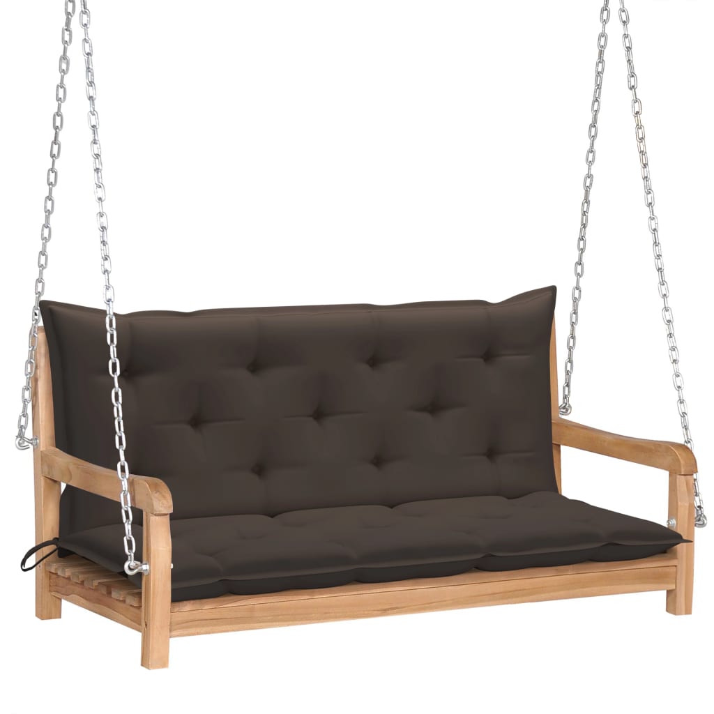 vidaXL Swing Bench with Taupe Cushion 47.2" Solid Wood Teak