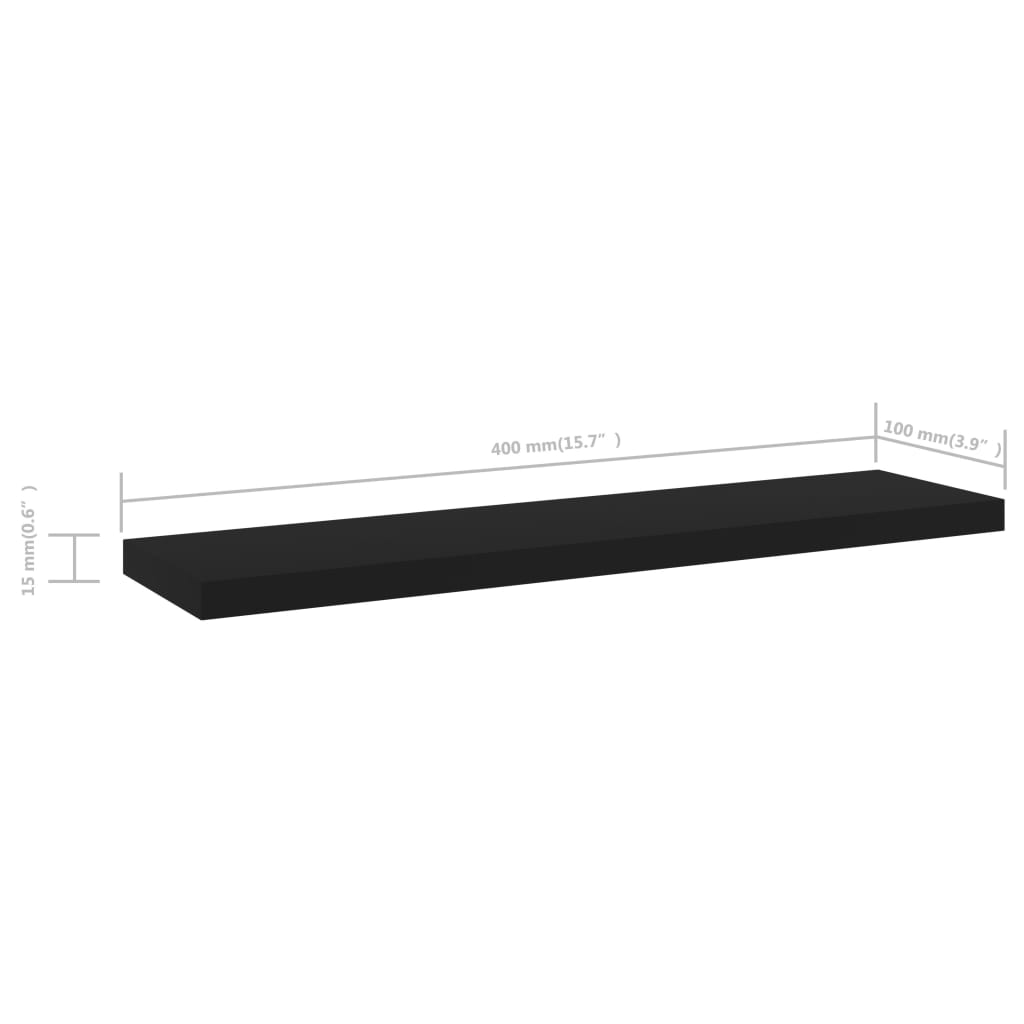 vidaXL Bookshelf Boards 8 pcs Black 15.7"x3.9"x0.6" Engineered Wood