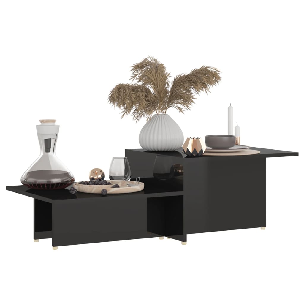 vidaXL Coffee Table High Gloss Black 43.9"x19.7"x13" Engineered Wood