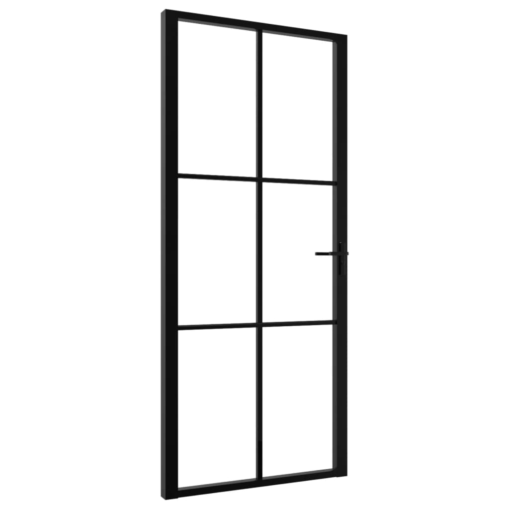 vidaXL Interior Door ESG Glass and Aluminum 36.6"x79.3" Black