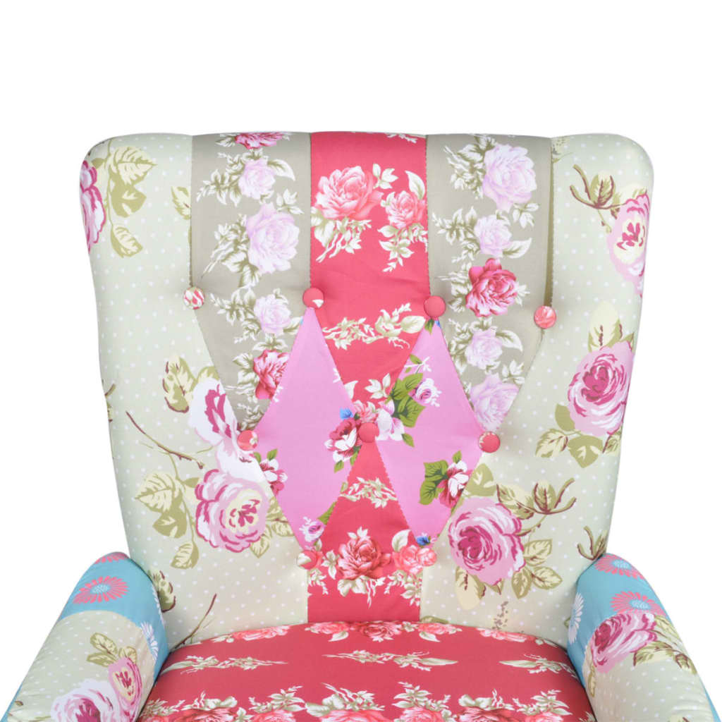 vidaXL Armchair with Patchwork Design Fabric
