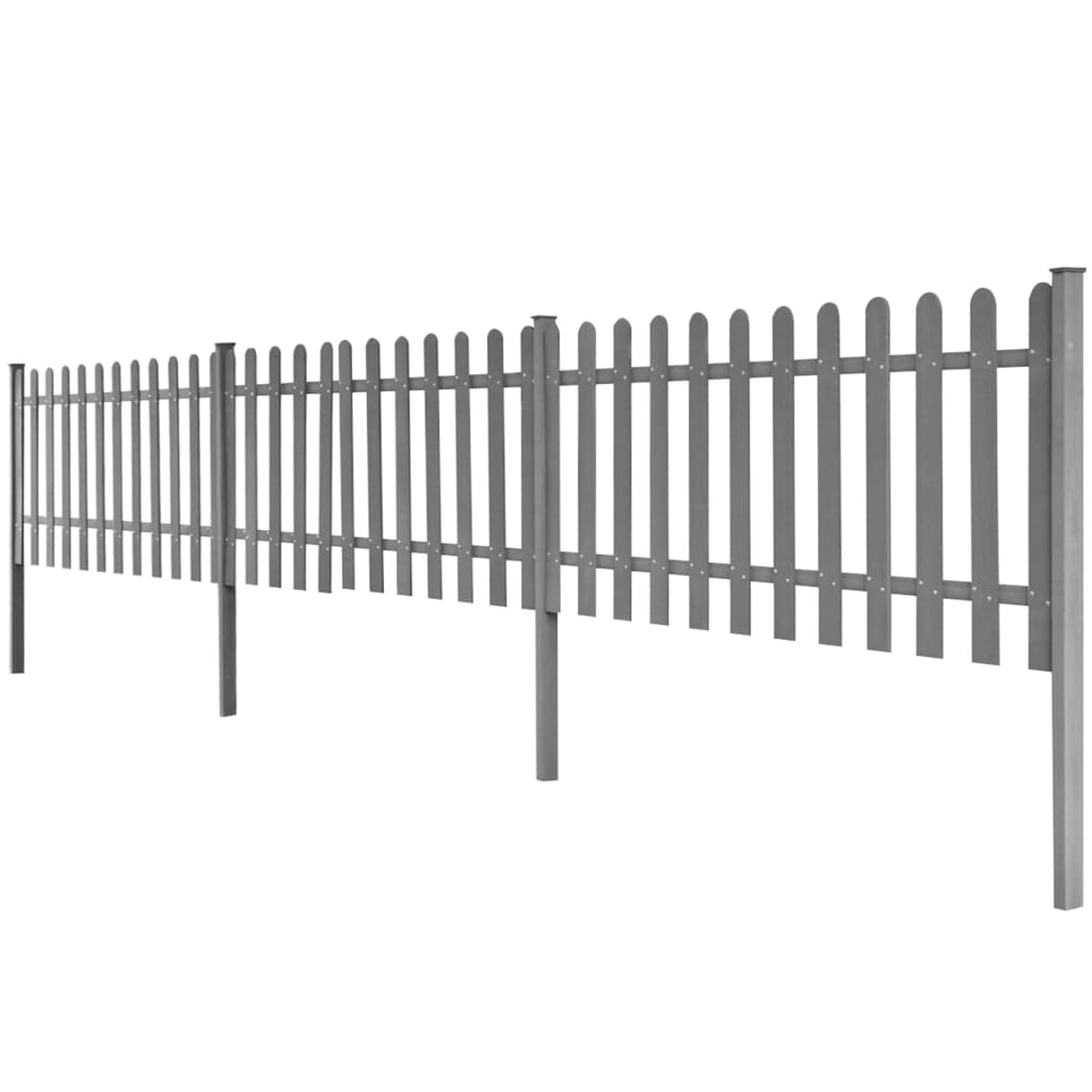 vidaXL Picket Fence with Posts 3 pcs WPC 236.2"x23.6"