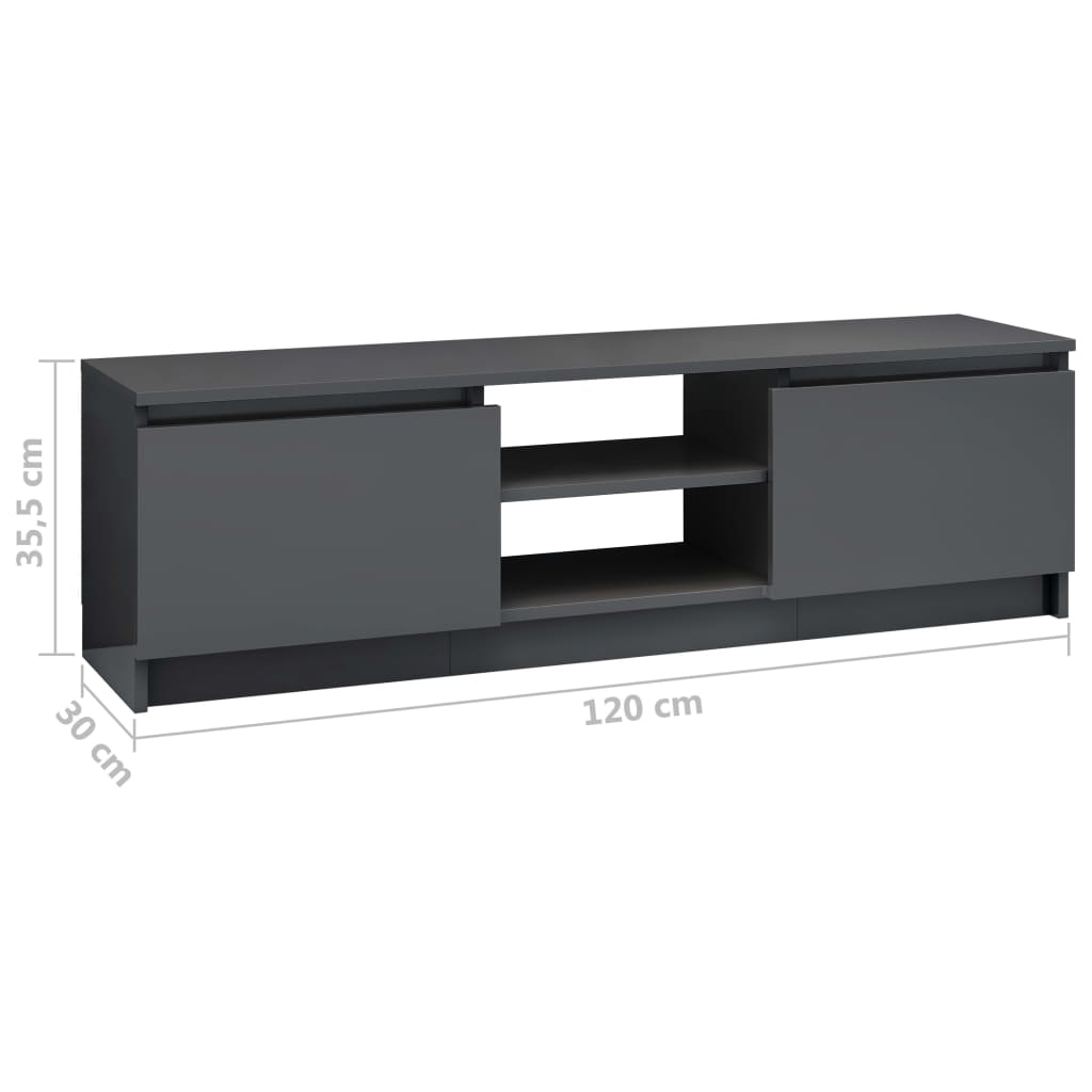 vidaXL TV Cabinet High Gloss Gray 47.2" x 11.8" x 14" Engineered Wood