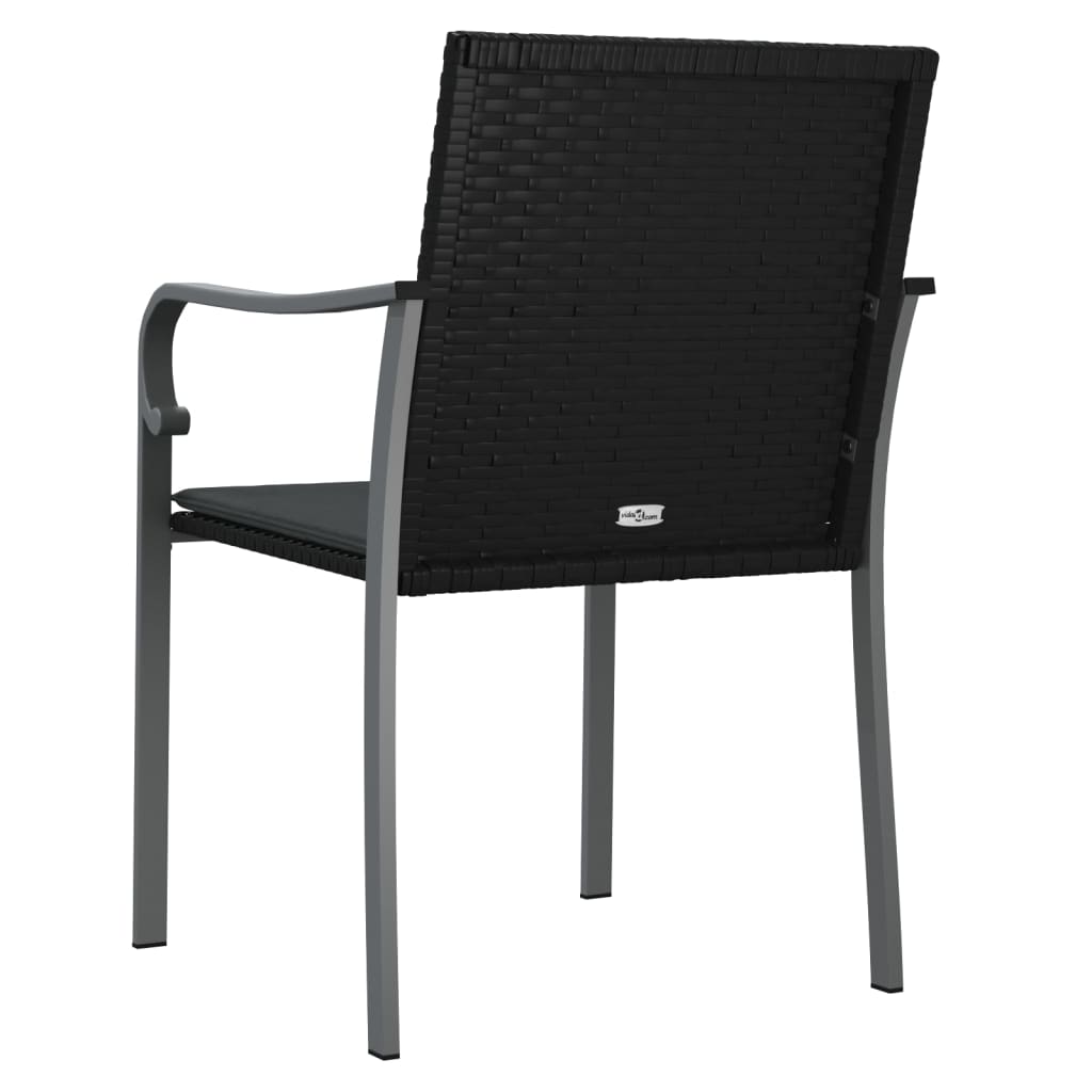 vidaXL Patio Chairs with Cushions 4 pcs Black 22"x23.2"x33.1" Poly Rattan