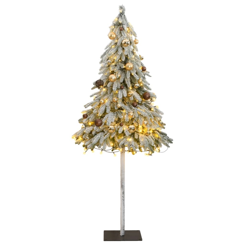 vidaXL Artificial Christmas Tree 150 LEDs&Ball Set&Flocked Snow 59.1"