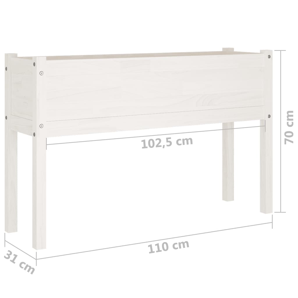 vidaXL Garden Planters 2 pcs White 43.3"x12.2"x27.6" Solid Wood Pine