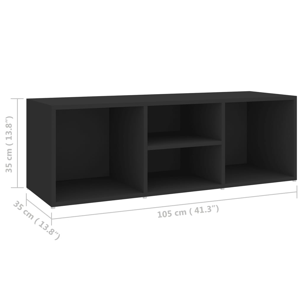 vidaXL Shoe Storage Bench Black 41.3"x13.8"x13.8" Engineered Wood