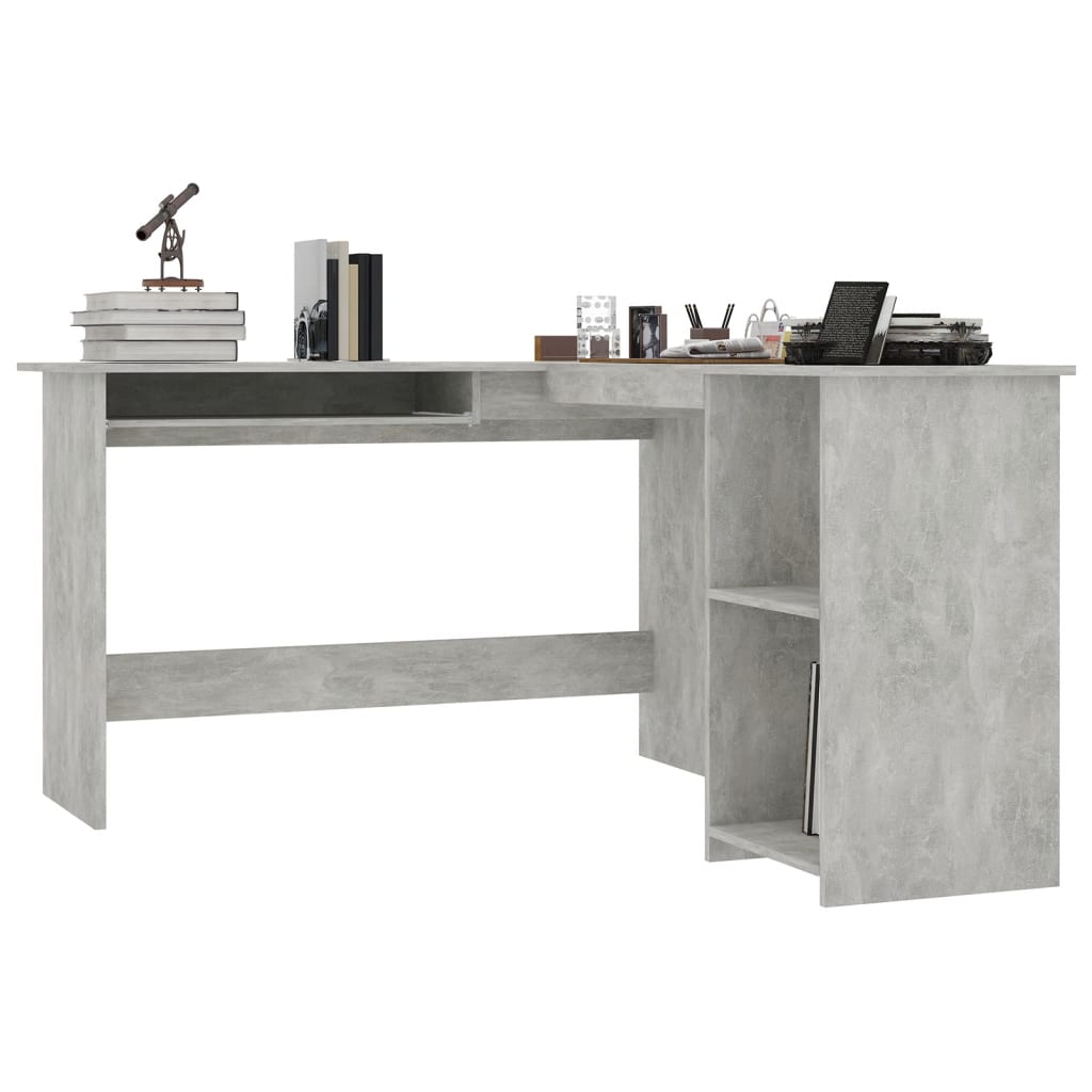 vidaXL L-Shaped Corner Desk Concrete Gray 47.2"x55.1"x29.5" Engineered Wood