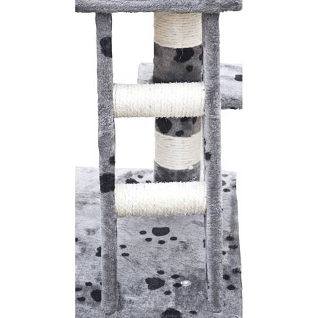 Cat Tree 48" Gray with Paw Prints Plush