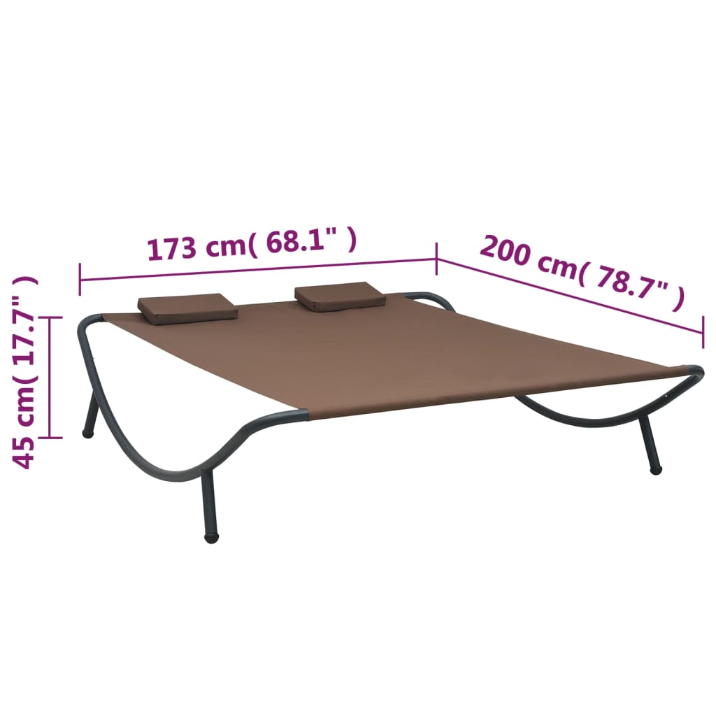 vidaXL Patio Lounge Bed Fabric Brown