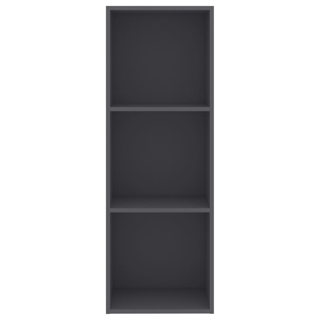 vidaXL 3-Tier Book Cabinet Gray 15.7"x11.8"x44.9" Engineered Wood
