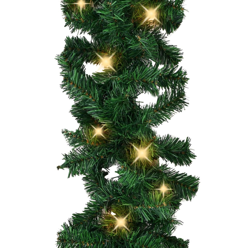 vidaXL Christmas Garland with LED Lights Green 32.8' PVC