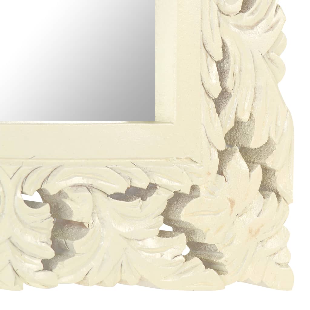 vidaXL Hand Carved Mirror White 19.7"x19.7" Solid Mango Wood
