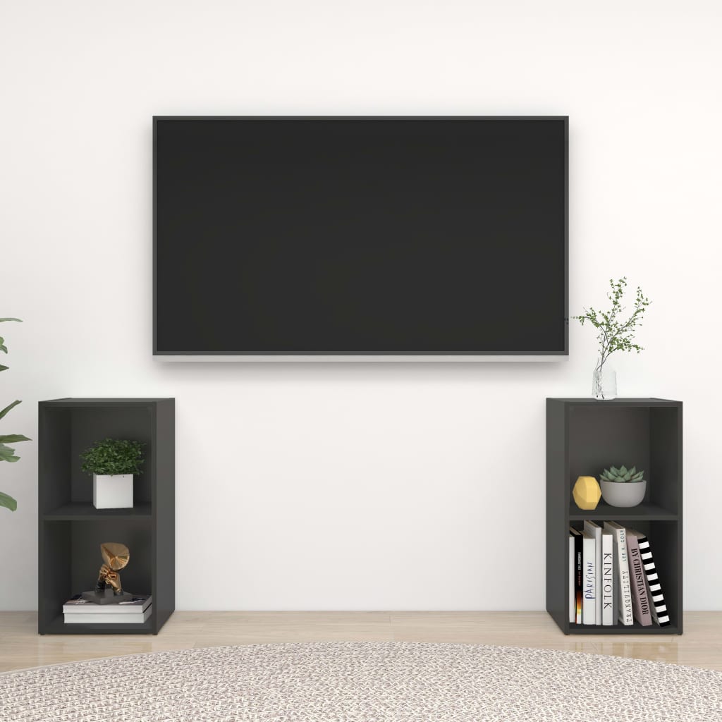 vidaXL TV Stands 2 pcs Gray 28.3"x13.8"x14.4" Engineered Wood