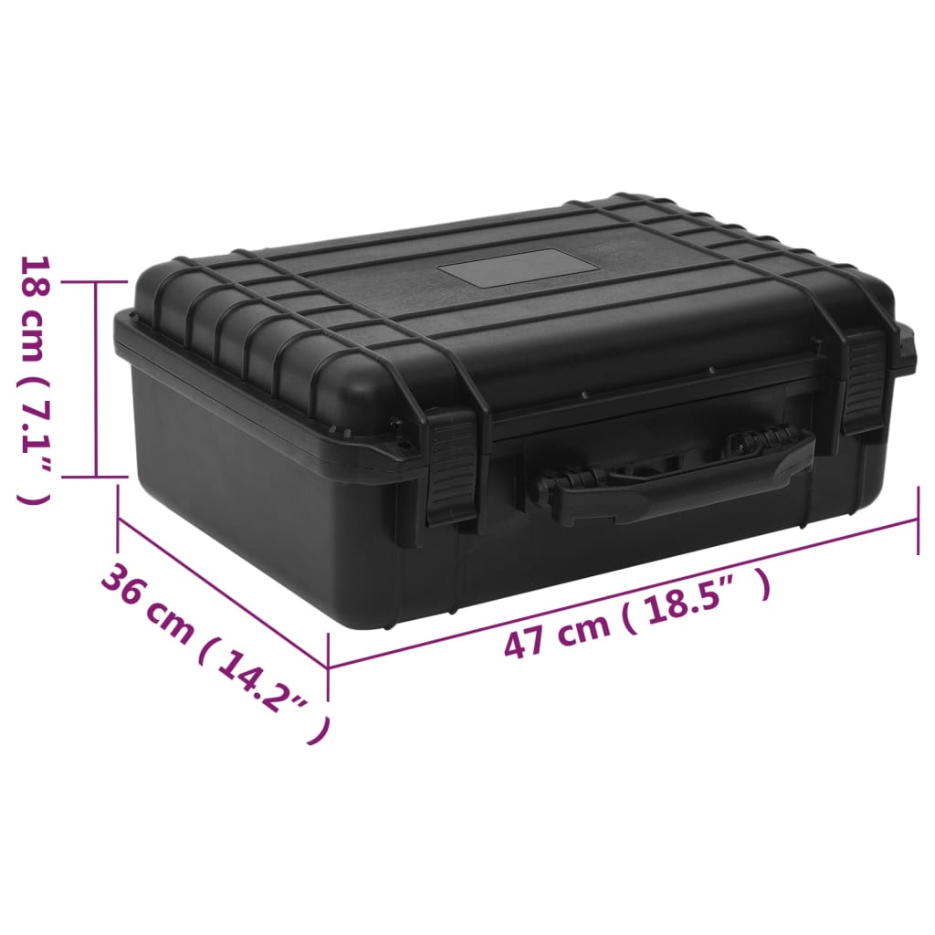 vidaXL Portable Flight Case Black 18.5"x14.2"x7.1" PP