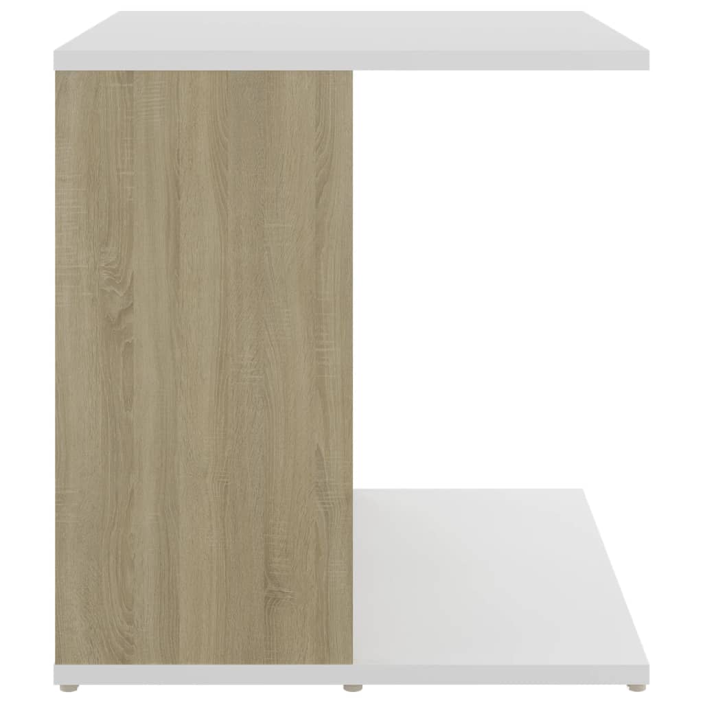 vidaXL Side Table White and Sonoma Oak 17.7"x17.7"x18.9" Engineered Wood