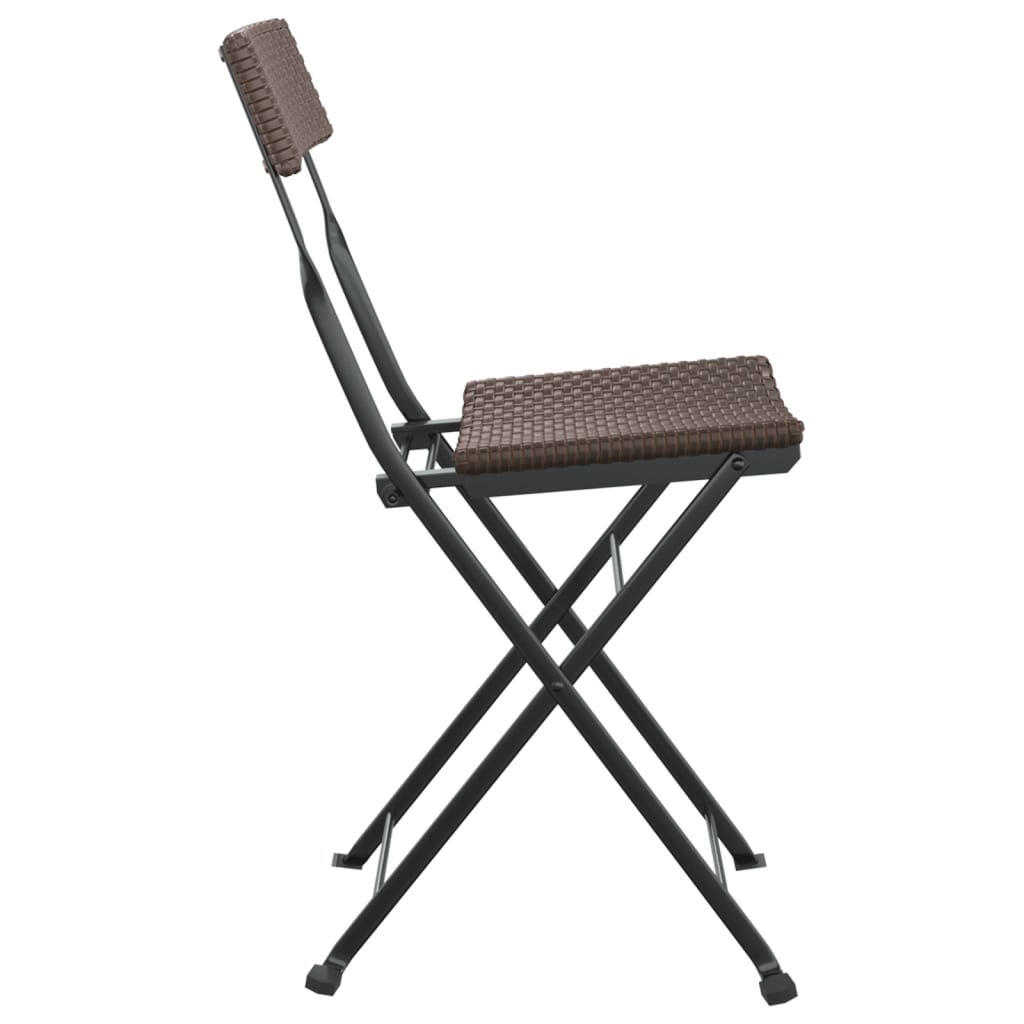 vidaXL Folding Bistro Chairs 6 pcs Brown Poly Rattan and Steel