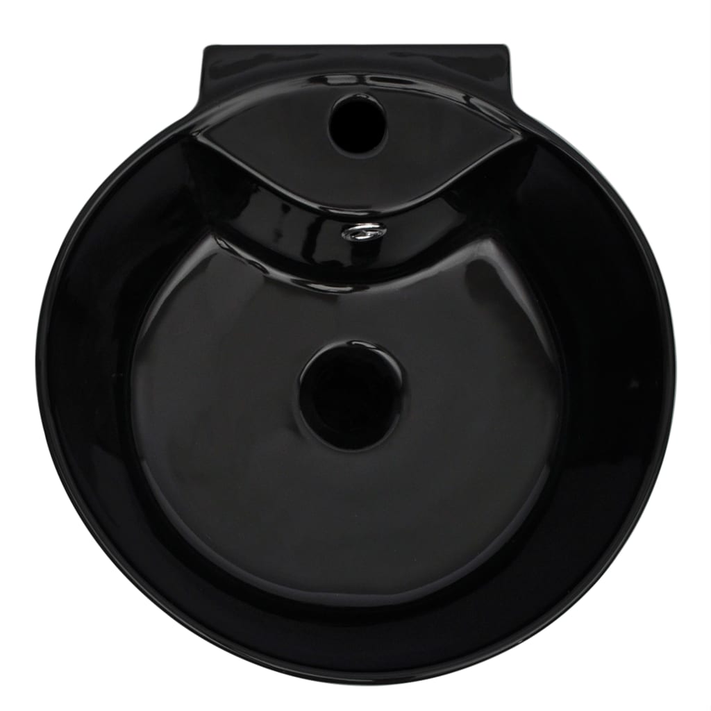 vidaXL Bathroom Basin Ceramic Black 15.7"x16.3"x33.9"