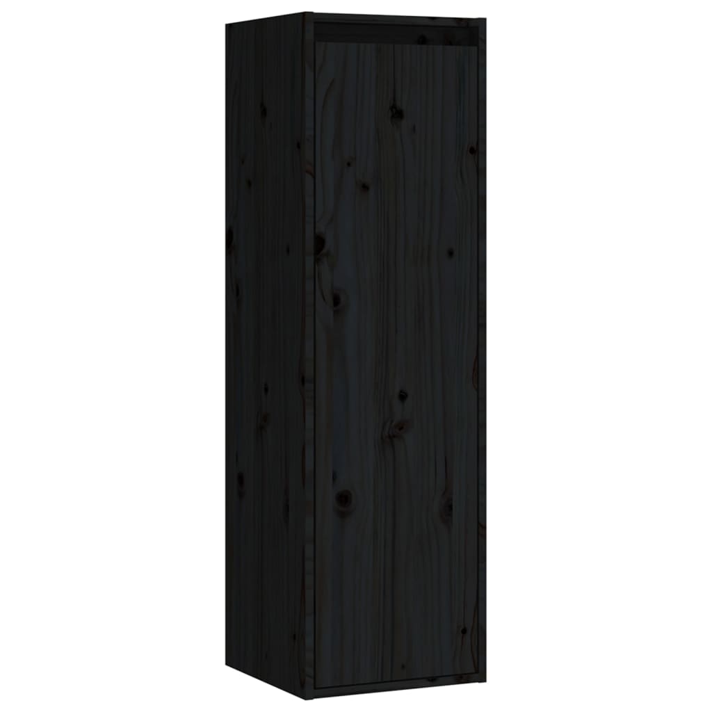 vidaXL Wall Cabinets 2 pcs Black 11.8"x11.8"x39.4" Solid Pinewood
