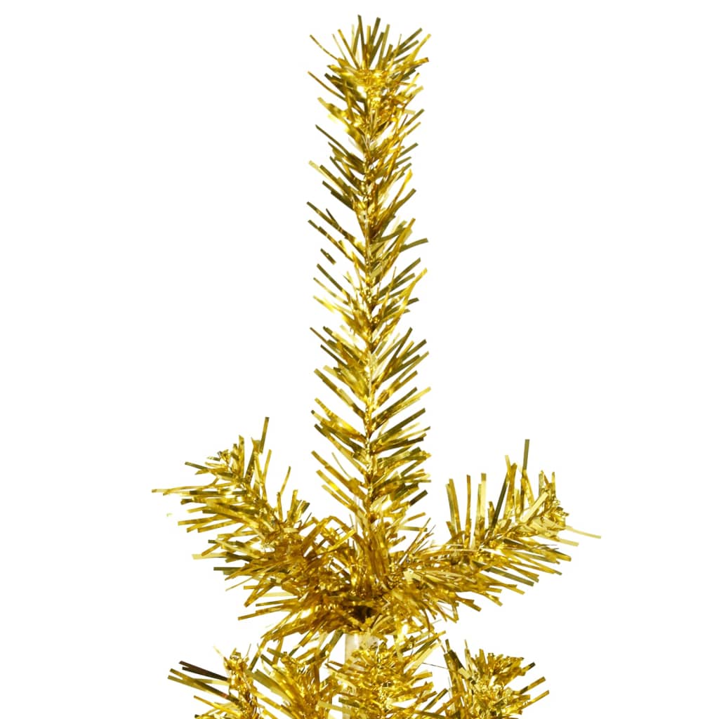 vidaXL Slim Artificial Half Christmas Tree with Stand Gold 5 ft