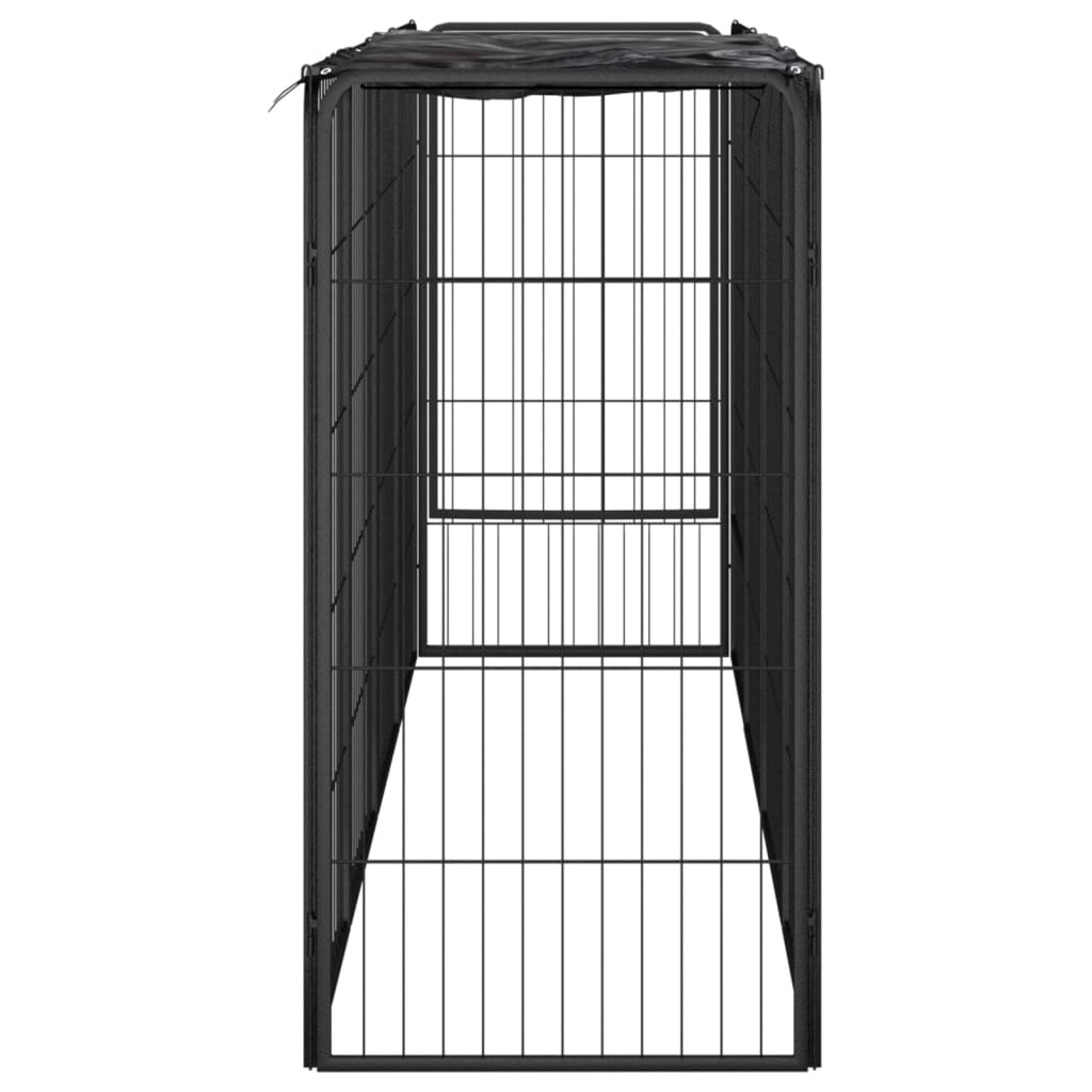 vidaXL 10-Panel Dog Playpen Black 19.7"x39.4" Powder-coated Steel