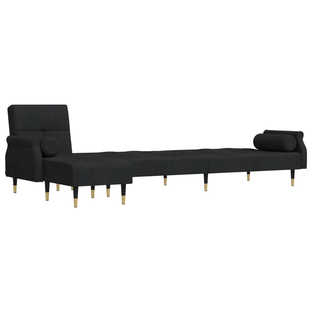 vidaXL L-shaped Sofa Bed Black 106.7"x55.1"x27.6" Velvet