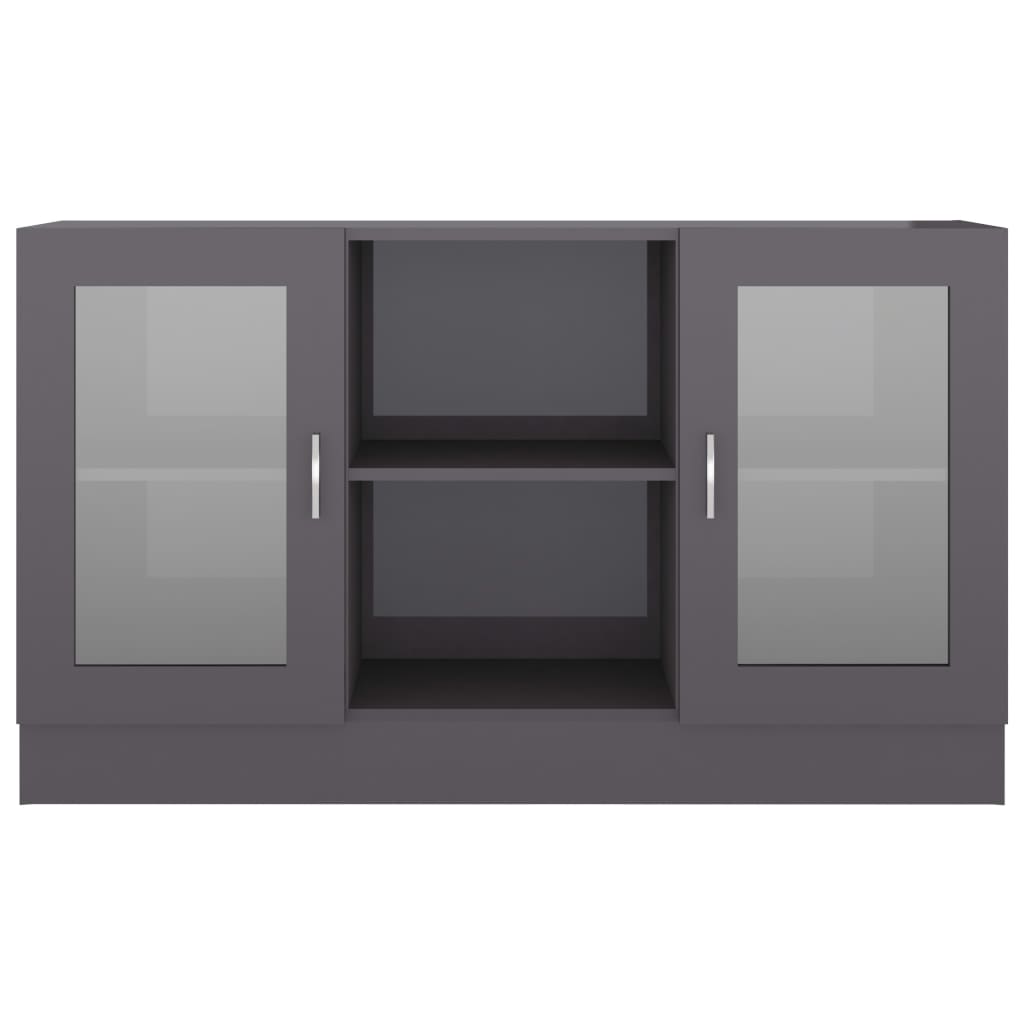vidaXL Vitrine Cabinet High Gloss Gray 47.2"x12"x27.6" Chipboard