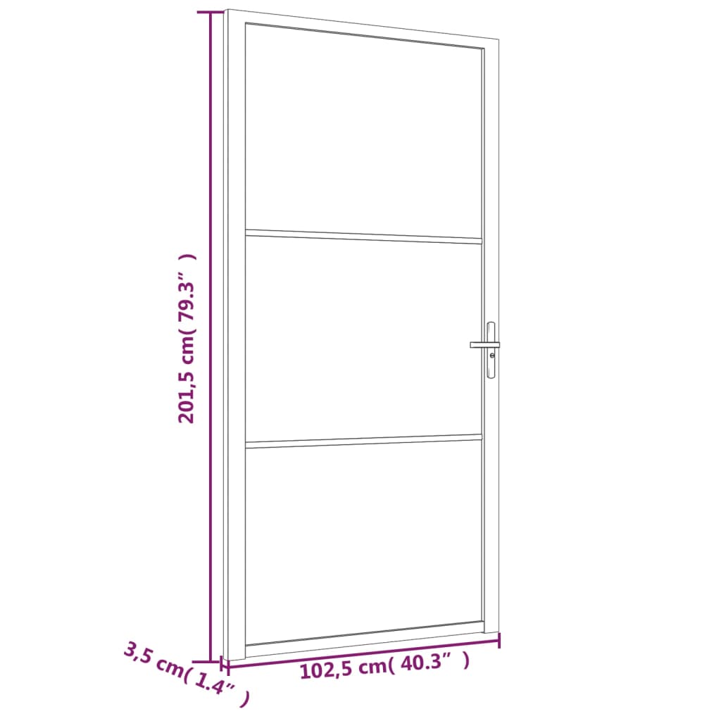 vidaXL Interior Door 40.4"x79.3" Black ESG Glass and Aluminum