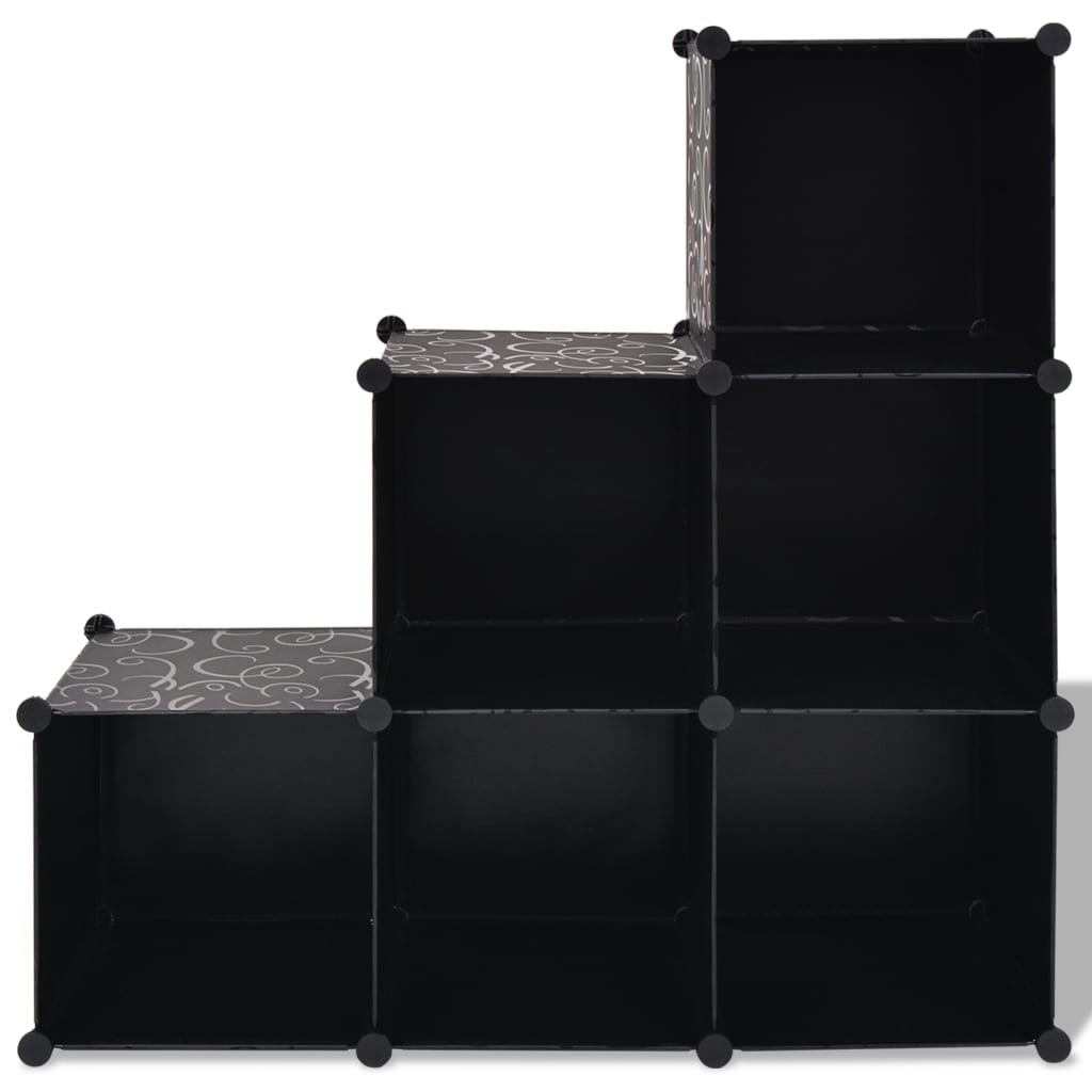 vidaXL Storage Cube Organizer with 6 Compartments Black