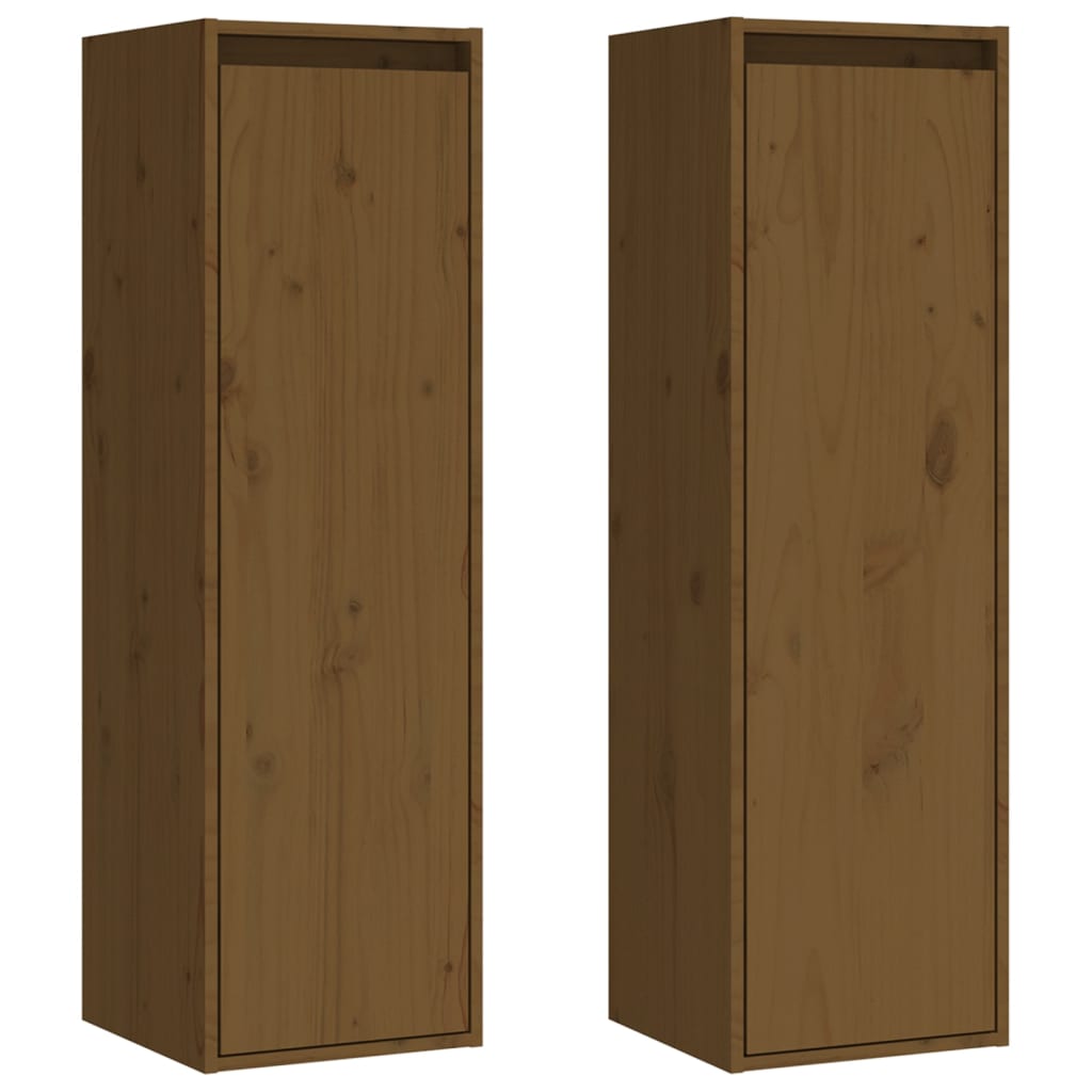 vidaXL Wall Cabinets 2 pcs Honey Brown 11.8"x11.8"x39.4" Solid Pinewood