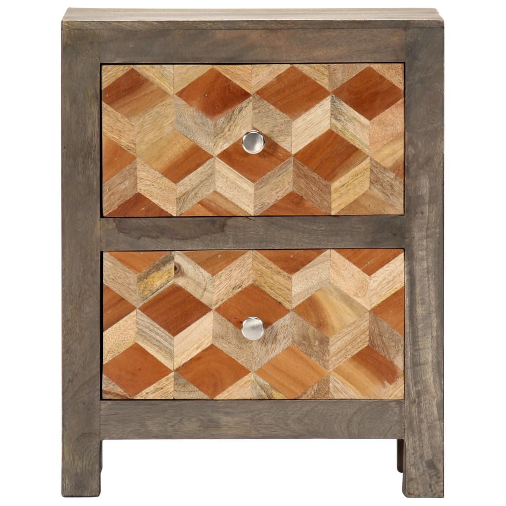 vidaXL Bedside Cabinet Gray 15.7"x11.8"x19.7" Solid Mango Wood