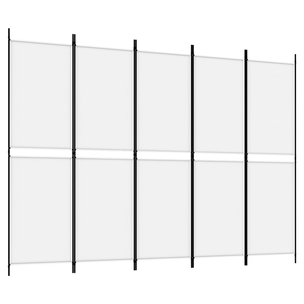 vidaXL 5-Panel Room Divider White 98.4"x70.9" Fabric