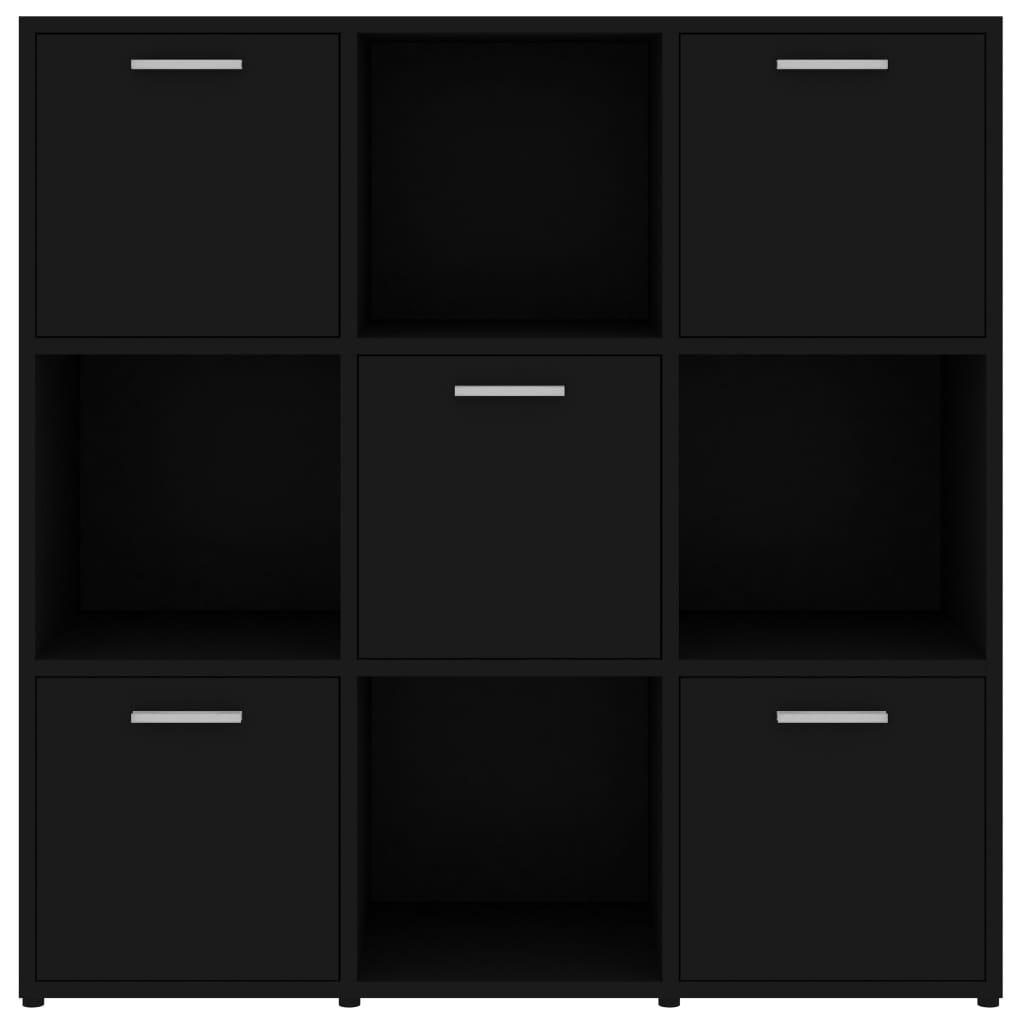 vidaXL Book Cabinet Black 35.4"x11.8"x35.4" Engineered Wood