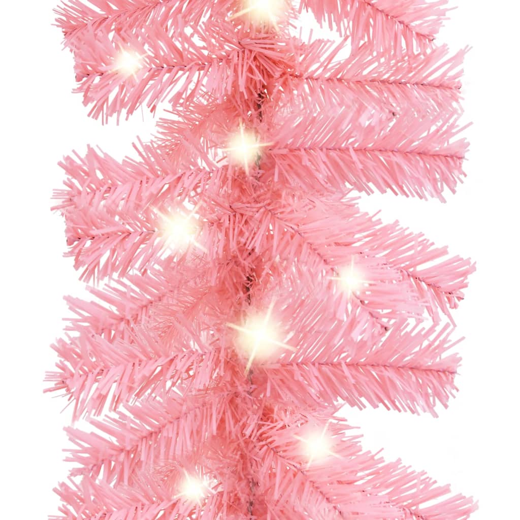 vidaXL Christmas Garland with LED Lights 197" Pink