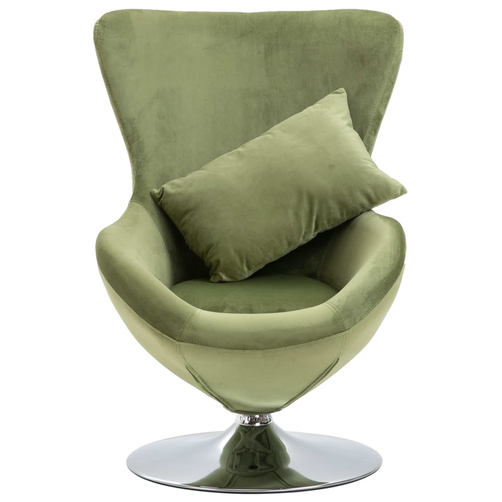 vidaXL Swivel Egg Chair with Cushion Light Green Velvet