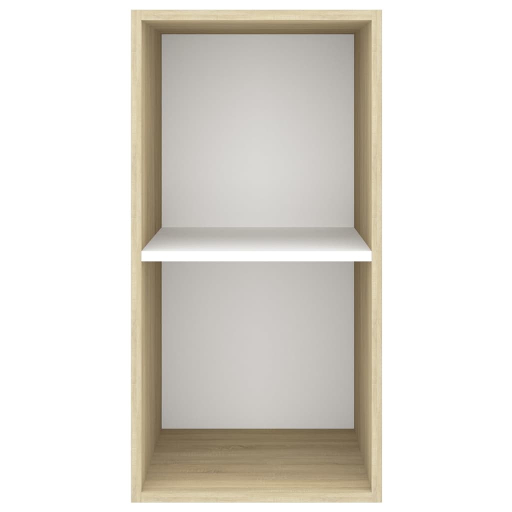 vidaXL Wall-mounted TV Cabinet Sonoma Oak and White 14.6"x14.6"x28.3" Chipboard