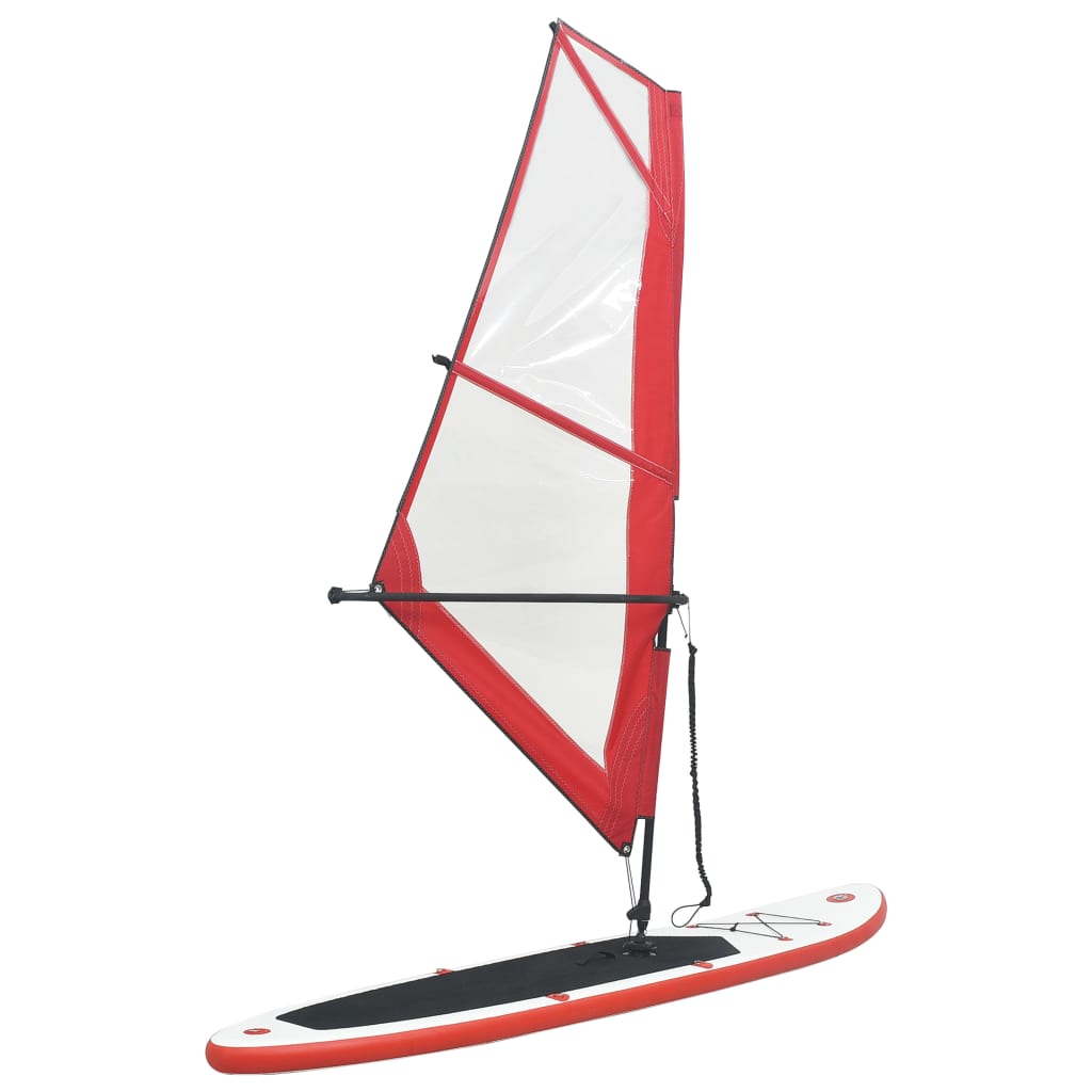 vidaXL Inflatable Stand Up Paddleboard with Sail Set Red and White