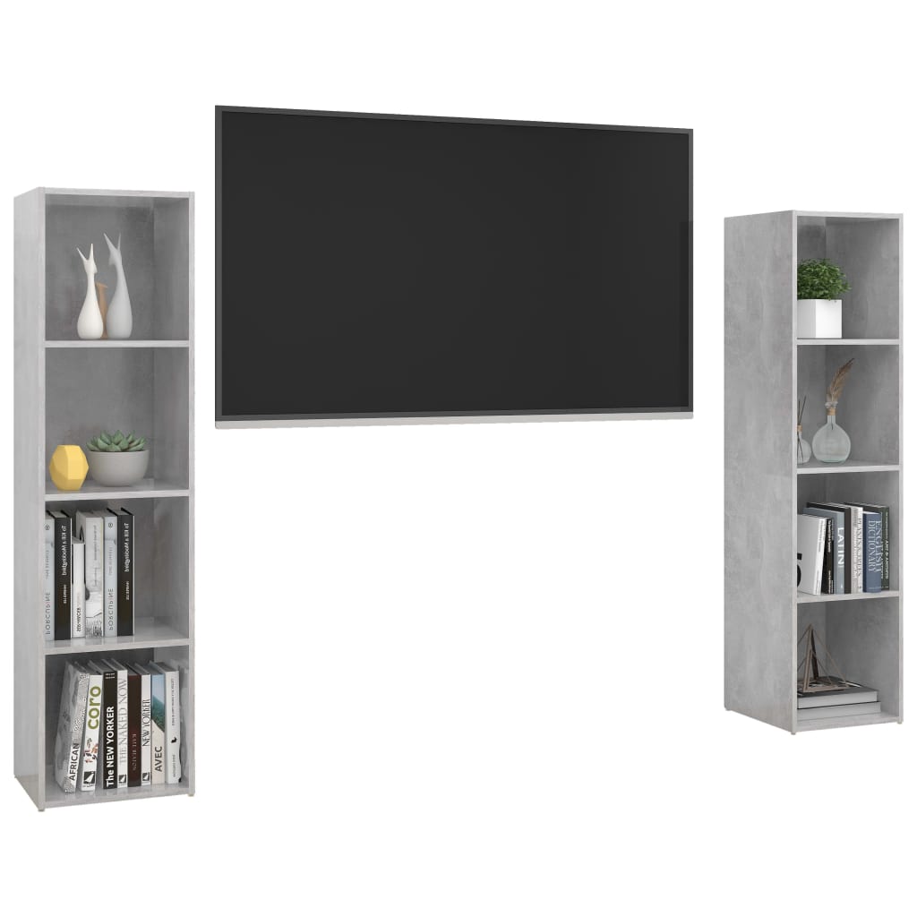 vidaXL TV Stands 2 Pcs Concrete Gray 56.1"x13.8"x14.4" Engineered Wood