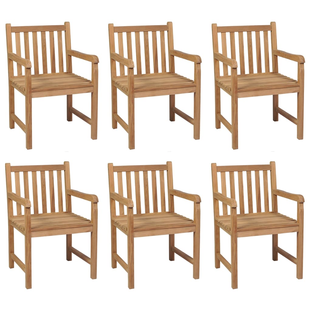 vidaXL Patio Chairs 6 pcs with Black Cushions Solid Teak Wood